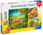 Ravensburger Puzzle Ravensburger din 3 x 49 de piese - Regatul animalelor (09330) Puzzle
