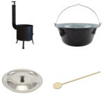  Zománcozott gulyás bogrács szett - 22 literes zománcozott gulyás bográccsal + party üstház + fedő (22zom-42H-22F-40cm)