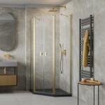 Radaway Cabina de dus pentagonala, cu usi batante, auriu periat, Radaway Nes Brushed Gold PTD 10051000-99-01, 10051200-99-01 (10051000-99-01, 10051200-99-01)