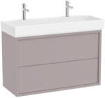 Roca Tura két fiókos alsószekrény 100x43x60 cm kerámia mosdóval 2 csaplyukkal, világos nemesszürke A852036559 (A852036559)