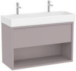 Roca Tura fiókos alsószekrény 100x43x60 cm kerámia mosdóval, két csaplyukkal, világos nemesszürke A852038559 (A852038559)
