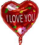 Mezőfi Team Kft Fólia lufi, szív, I love You, piros, rózsás, 45 cm