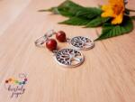 Kristály Jóga Shop Vörösjáspis 8 mm-es nemesacél ásvány fülbevaló életfával