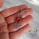 Kristály Jóga Shop Vörösjáspis 4 mm-es nemesacél ásvány fülbevaló