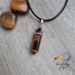 Kristály Jóga Shop Tigrisszem kétcsúcs medál, bőr láncon