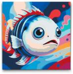  Festés számok szerint - Hal piros és kék árnyalatokban Méret: 50x50cm, Keretezés: Kartonlemezen