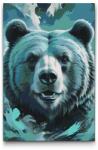  Festés számok szerint - Medve a sötét türkiz árnyalataiban Méret: 40x60cm, Keretezés: Kartonlemezen