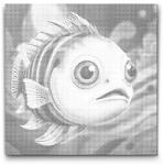  PontPöttyöző - Hal piros és kék árnyalatokban Méret: 50x50cm, Keretezés: Kartonlemezen, Szín: Kék