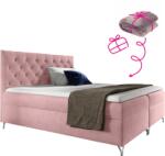 TEMPO KONDELA Boxspring ágy, 120x200, rózsaszín Velvet szövet, GULIETTE + ajándék