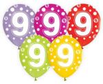 Godan Happy Birthday 9 léggömb, lufi 5 db-os 12 inch (30cm) (MLG141993)