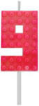 Godan Building Blocks Red, Építőkocka tortagyertya, számgyertya 9-es (MLG132809A)