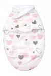 AMY Sistem de infasare Baby swaddle Inimioare Bumbac Alb, Amy, 72x60 cm (84155)