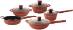 Goldmann Set vase pentru gatit 9 piese Goldmann, aluminiu turnat, capace sticla, suprafata antiaderenta, inductie (GM 1009)