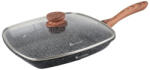 Goldmann Tigaie grill Goldmann, aluminiu turnat, 28x4.5 cm, capac termorezistent, acoperire ceramica, maner soft touch, inductie (GM 0928L)