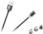 Rebel USB kábel 3in1 microUSB, USB C típus, Lightning 1m mágneses RB-6004-100-B (RB-6004-100-B)