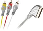 Cabletech Euro-3RCA kábel 1, 5 m ezüst könnycsepp buborékcsomagolásban (KPO3418-1.5)