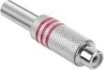 Cabletech RCA csatlakozó aljzat, fém 3 csík piros GNI0071B (GNI0071B)