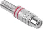 Cabletech RCA csatlakozó aljzat, fém 2 csík piros GNI0065B (GNI0065B)