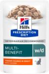 Hill's Prescription Diet HILL'S Prescription Diet w/d Multi-Benefit, Pui, dietă veterinară, plic hrană umedă pisici, obezitate & diabet, bax, 85g x 12buc