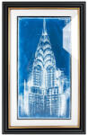 King Home Art Deco Chrysler Épület Kék-Fehér Keretezett Művészeti Nyomat (KHM-KH1501100264) - prodis