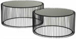 KARE Design KARE Wire Fekete Üveglapos Drótvázas Dohányzóasztal Szett (KHM-79577)