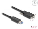 Delock aktív optikai kábel USB 10 Gbps-A apa > USB 10 Gbps Micro-B, csavarokkal ellátott 15 m (83217) (83217) - aqua