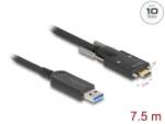 Delock aktív optikai kábel USB 10 Gbps-A apa - USB Type-C apa csatlakozó csavarokkal az oldalain, 7, 5m (83201) (83201)