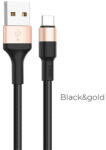 hoco. X26 Xpress USB / USB-C töltő- és adatkábel, 1m, fekete / arany