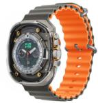 DEVIA DELUXE SPORT6 pótszíj (egyedi méret, kicsi, szilikon, állítható, hullám) SZÜRKE/NARANCSSÁRGA Apple Watch Series 5 40mm, Watch Series 4 40mm, Watch Series 3 38mm (GP-160661)