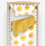 Goldea lenjerie pătuț din 100% bumbac duo - soarele zâmbitor cu galben-miere 90 x 140 și 40 x 60 cm Lenjerie de pat