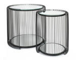 KARE Design KARE Wire Double II Fekete Fém Dohányzóasztal Szett Tükrös Üveglappal (KHM-87441)