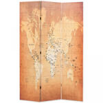 vidaXL Paravan de cameră pliabil, galben 120 x 170 cm, harta lumii (245877)