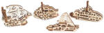 UGears Puzzle 3D Lemn, Set 4 barci, Ugears (4820184120631)