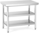 Royal Catering Rozsdamentes acél munkaasztal - ECO - 100 x 60 cm - 600 kg - köztes polc - Royal Catering (RCWT-100X60-3L-E)