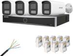 Hikvision Kit supraveghere IP Hikvision 4 camere IP 4MP Lentila 4mm IR 50m Lumina Alba 50m Microfon, NVR 4 Canale PoE 12MP, Cablu CAT6 FTP Si Mufe (43989-)