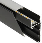ANRO LED Profile ALP-033 Fekete - Alumínium oldalfali profil rejtett világításhoz (Opál búrával) (LP403B + LP-UNICOV1-MLK)