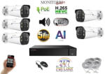 Monitorrs Security - AI IP Aktív kamerarendszer 5 kamerával 8 mpix WTube - 6079K5