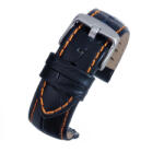  Curea Ceas Neagra Croco Cusatura Portocalie 18mm