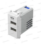 TEM 1M 2xUSB töltő aljzat 5V 2, 4A fehér EM67PW(38156)