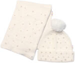 Baby Nellys Palarie de iarna cu pompon + esarfa, Perle, Baby Nellys - crem, marimea 54/58