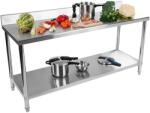 Royal Catering Rozsdamentes acél munkaasztal - ECO - 200 x 60 cm - 195 kg - hátsó perem - Royal Catering (RCAT-200/60-S)