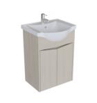 TBOSS TBoss Linzy 55 cm-es fürdőszobaszekrény mosdóval, 2 ajtóval, fali rögzítéssel (LINY552A - Prégelt fehér)