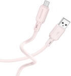 BOROFONE Kábel BX94 Crystal szín - USB-ről Micro USB-re - 2, 4A 1 méter világos rózsaszín