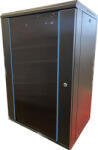Techson 600 × 600 mély 18U magas, fali 19"-os rackszekrény, üvegajtó, fekete (rack_tc_60x60x18u)