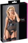 Cottelli Collection - fényes csíkos, átlátszó felső (fekete) (26315201031) - padlizsan