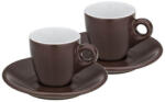 KELA Set de 4 cani espresso cu farfurie MATTIA ciocolata KL-12755