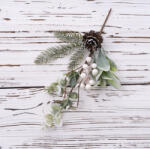 Valex Decor Téli ág fenyővel, levelekkel, bogyókkal és tobozzal, 34cm magas (AF124-01)