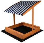 Baby Mix Pătușă de nisip din lemn pentru copii cu copertină Baby Mix 120x120 cm albă-albastră