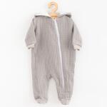 NEW BABY Salopetă pentru bebeluşi din muselină cu glugă New Baby Comfort clothes gri, mărime 80 (9-12l)