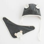 NEW BABY Căciuliţă de primăvară pentru bebeluşi cu batic la gât New Baby Sebastian gri, mărime 80 (9-12l)